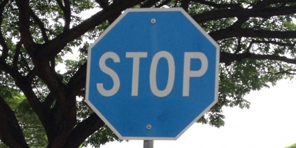 Blue stop signs in Hawaii